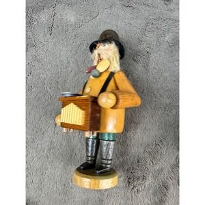Vintage Erzgebirge German Wood Smoker Street Organ Grinder Hurdy Gurdy Man